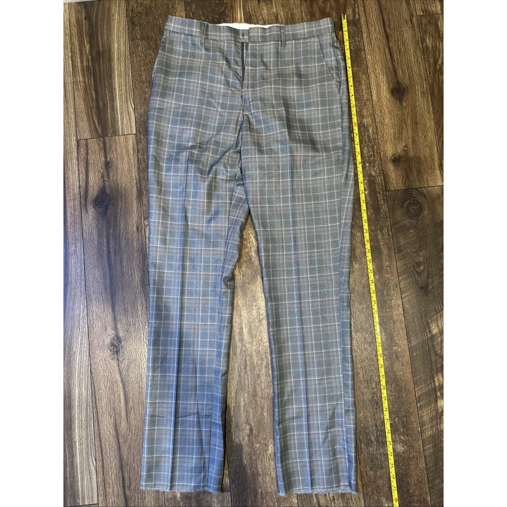Vinci Men Suit Pants Gray Plaid Tan Black Plaid Style # V2RW-7 Size 34W